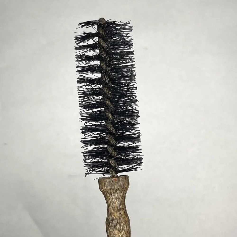 Vintage‎ 1980s Goody Round Hairbrush Faux Wood Barrel Handle Full Black Bristles